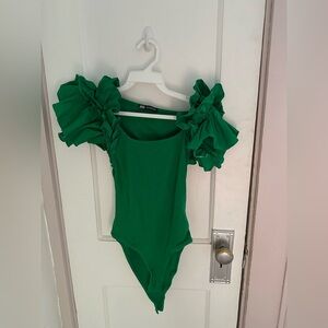 Zara Green Ruffled Bodysuit